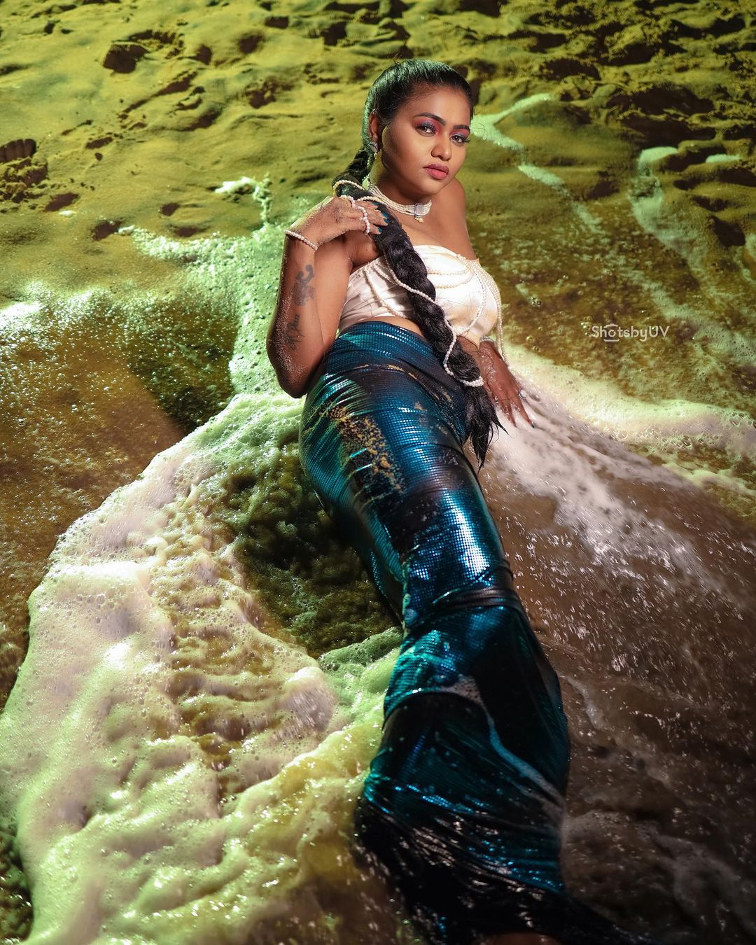 shalu shammu hot photos as mermaid getting viral on social media