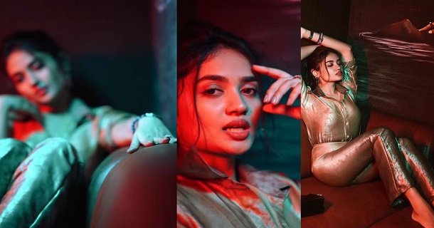 teju ashwini latest hot photos and video in shining golden dress getting viral