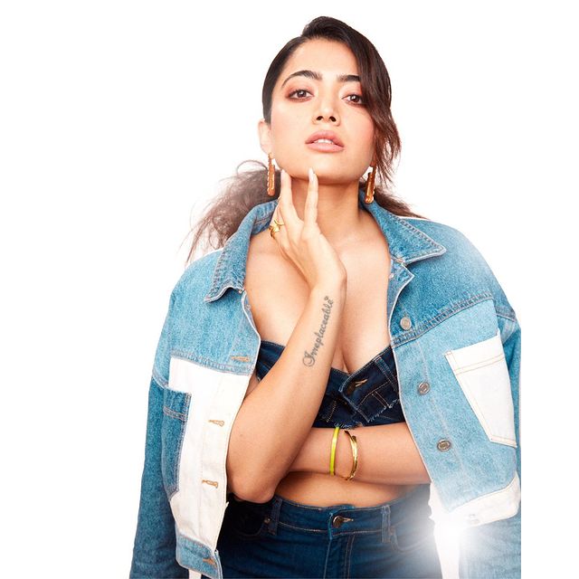 rashmika hot photos wearing denim pants viral