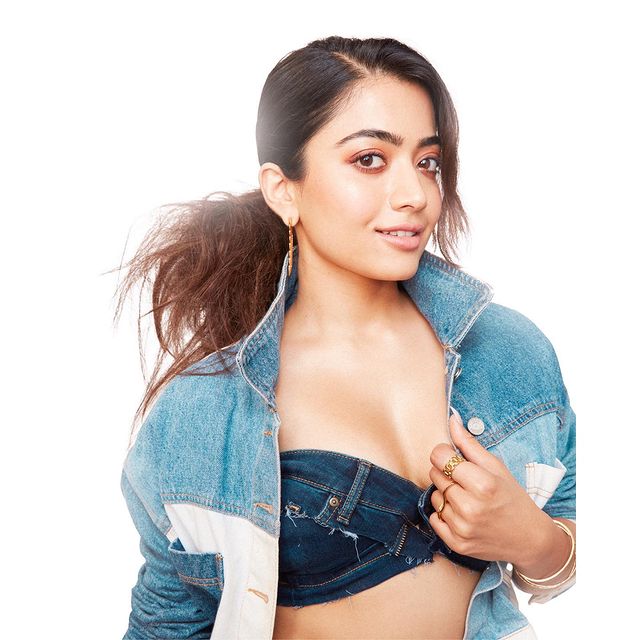 rashmika hot photos wearing denim pants viral