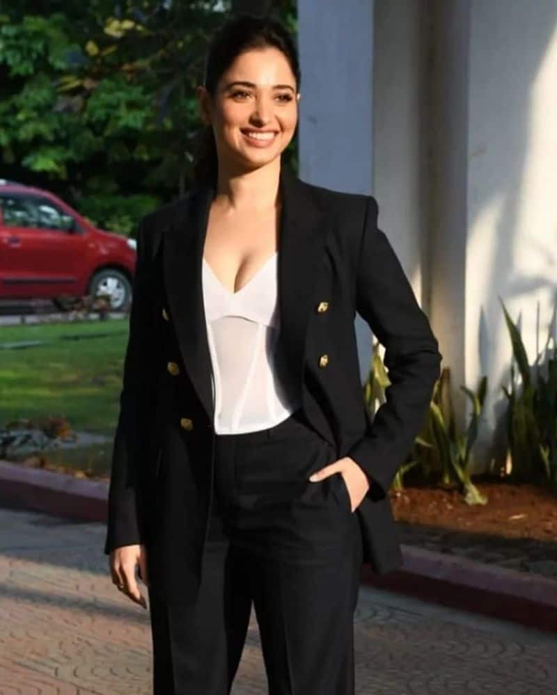 actress tamanna bhatia hot coat suit photos getting viral