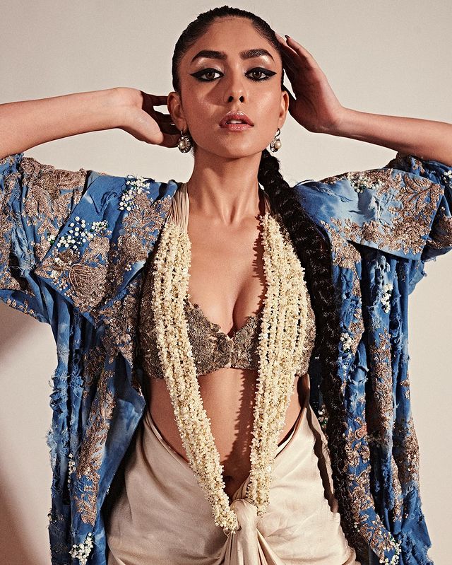 mrunal thakur hot photos hiding glamour in flower string photos getting viral