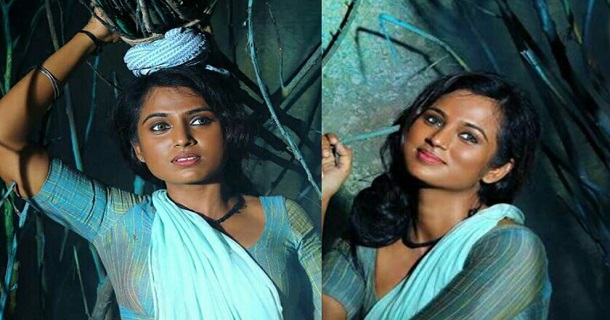 actress ramya pandian hot photos showing hip in glamour saree getting viral