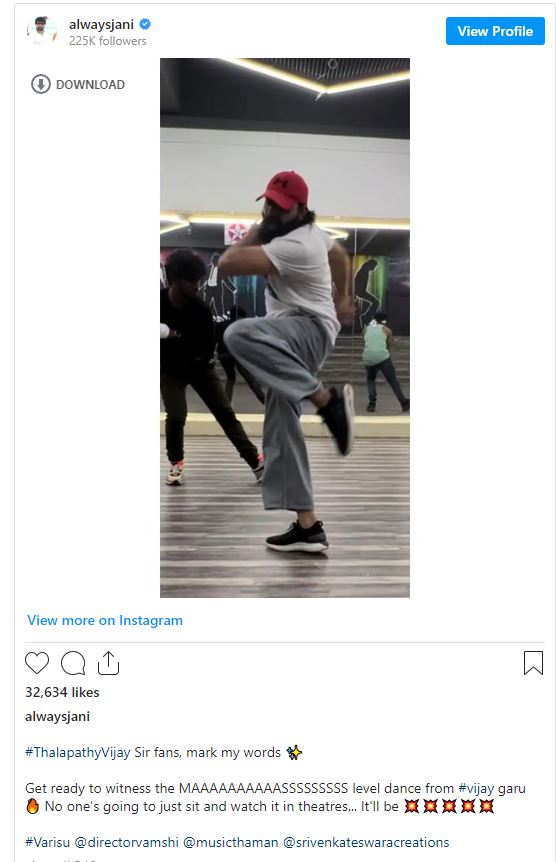 jani master post on varisu thalapathy vijay dance getting viral