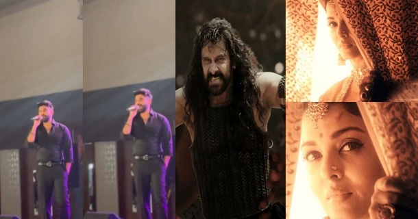 dhuruv vikram speaks ponniyin selvan vikram popular dialogue on stage