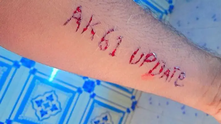 ajith fan asked ak61 update by writing with blade in his hand photo getting viral