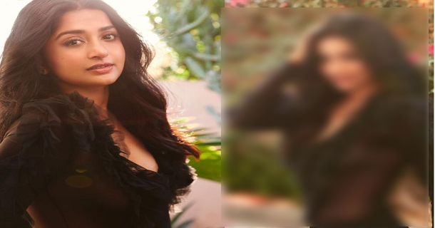 meera jasmine posing hot in transparent dress without inners