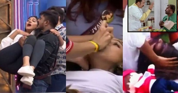 sherina acted in biggboss house as her head hit ground kurumpadam video getting viral