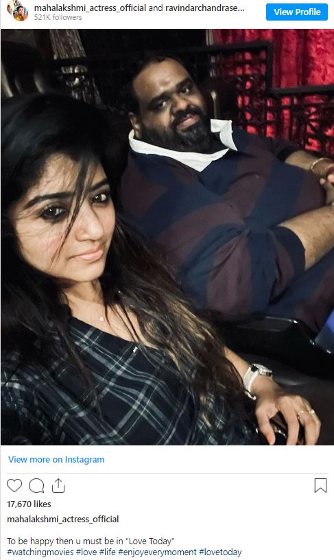 mahalakshmi shares selfie with ravinder and caption in double meaning