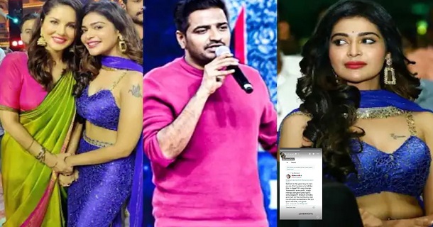 sathish joke on dhanya dress on satge video getting viral