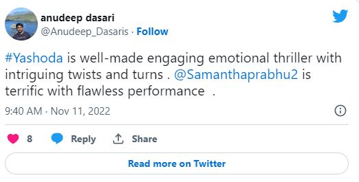 yasodha movie getting high positive response and twitter review viral