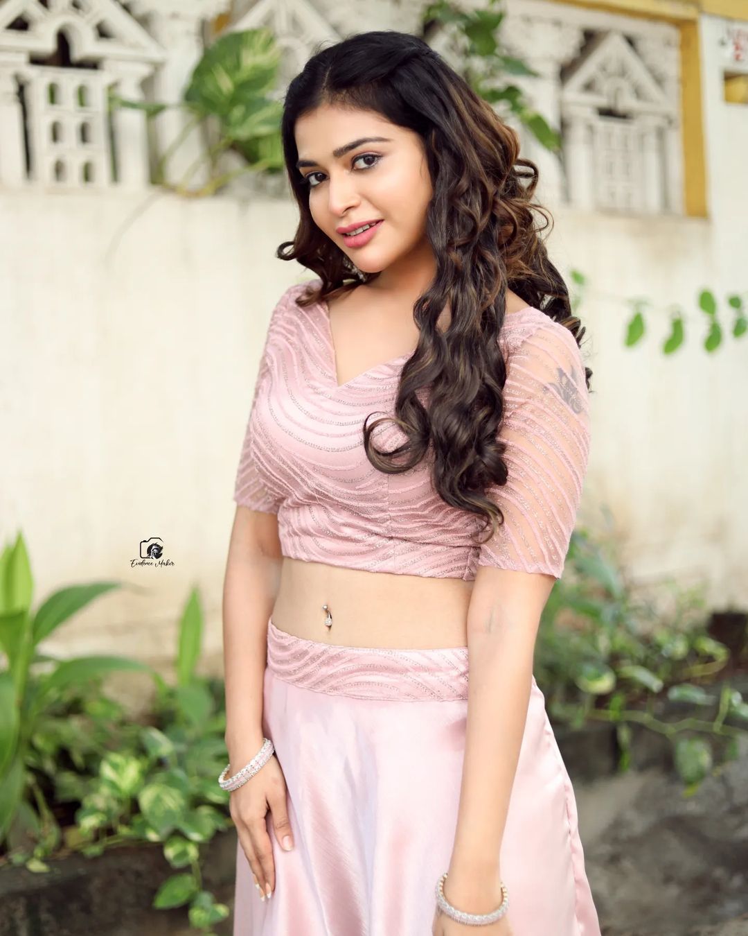 dharsha gupta hot photos and video in pink dress getting viral on social media