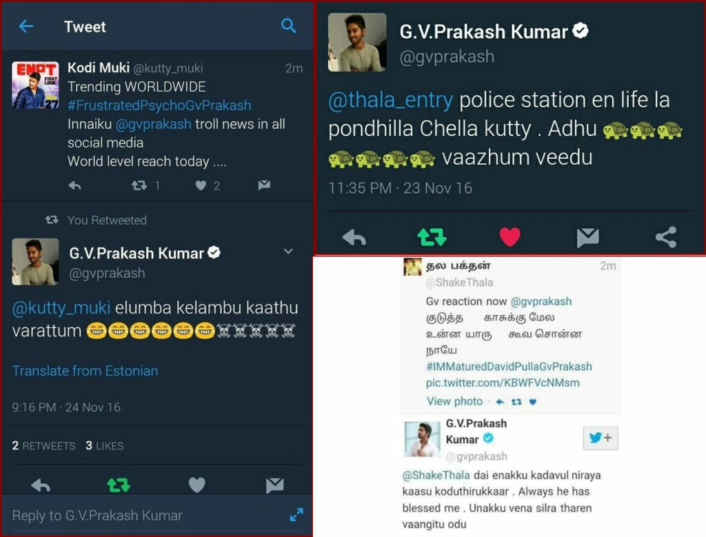 gv prakash old tweet about ajith kumar and dhanush getting viral on social media