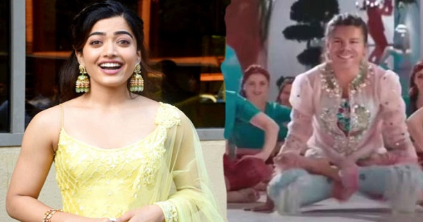 david warner imitates rashmika and face edit on songs video getting viral on social media