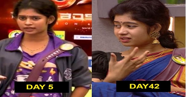 janany speaking different statement from day5 to day 42 troll video getting viral on social media