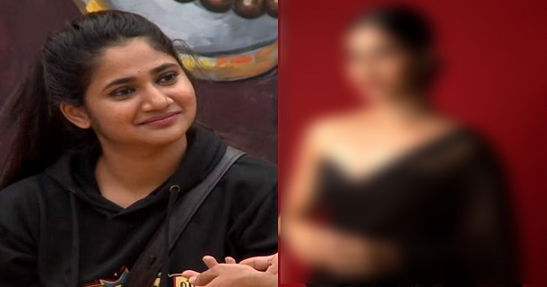 losliya hot photos in black saree getting viral