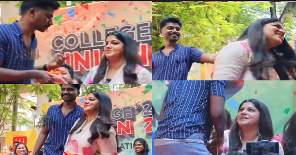 college student misbehaves with aparna balamurali on stage in function