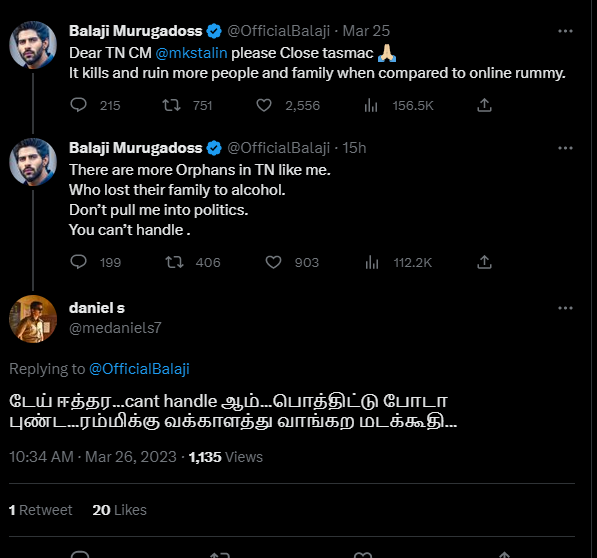 balaji murugadoss tweet about closing tasmac getting viral on social media